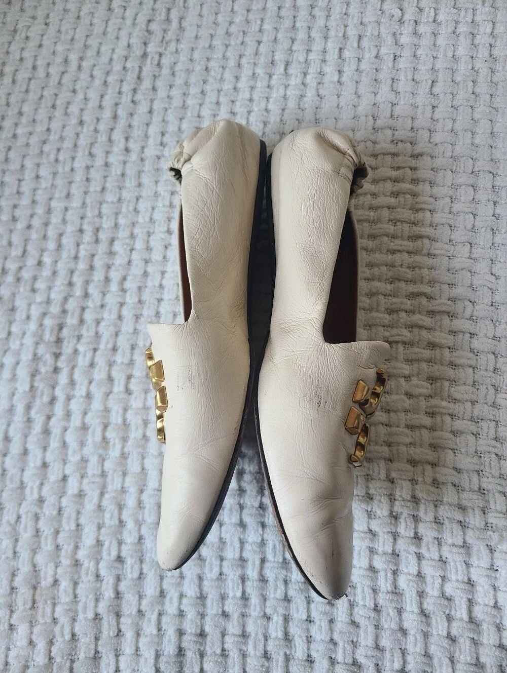 Tory Burch Women's Cream Leather Eleanor Loafers Size 10